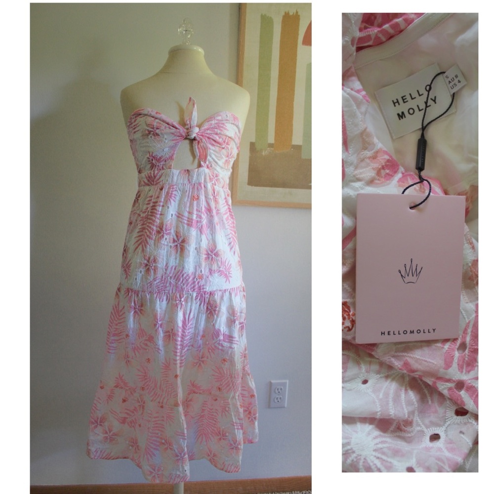 Hello Molly Dedicated to the Sun Tube Top Midi Sun Dress Small NWT - Picture 2 of 8